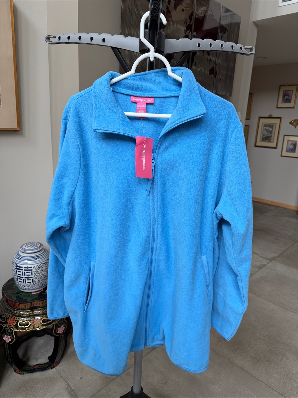 Woman Within Bright Blue Fleece Zip Front Jacket size fits like a 2X